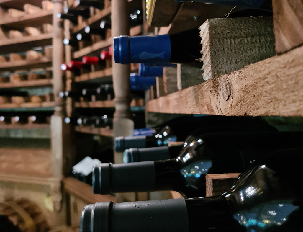 Wine cellar of the Hostellerie Saint Benoit hotel in Aniane