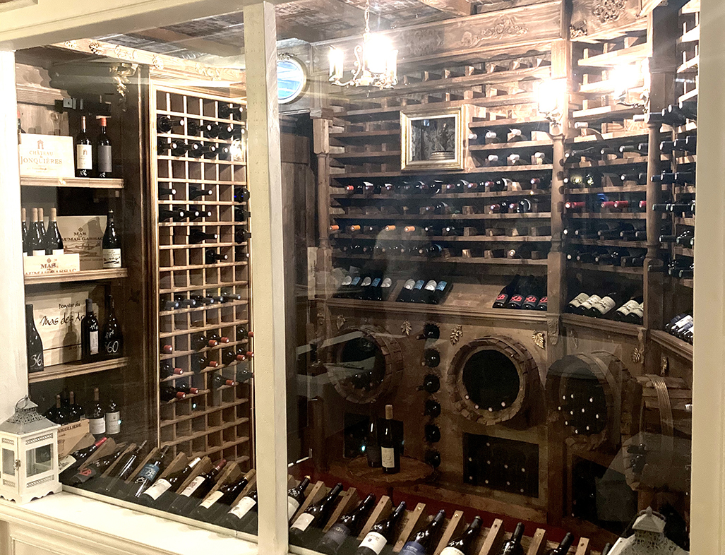 Wine cellar of the Hostellerie Saint Benoit hotel in Aniane