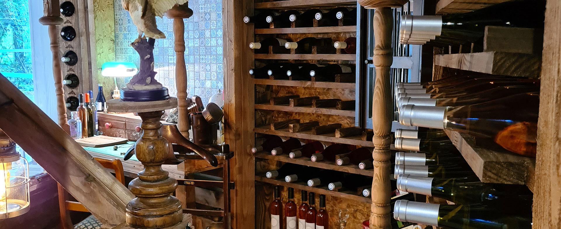 Wine cellar of the Hostellerie Saint Benoit hotel in Aniane