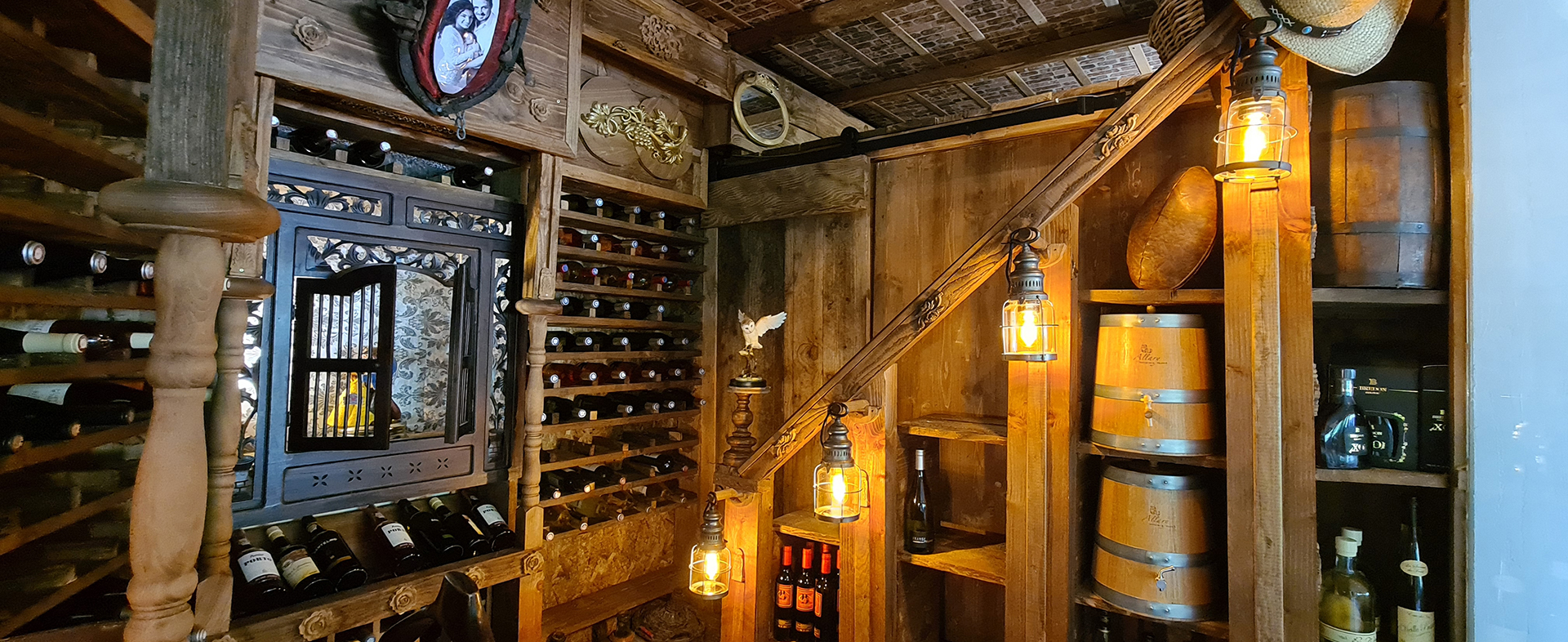 Wine cellar of the Hostellerie Saint Benoit hotel in Aniane